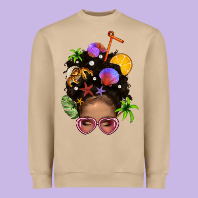 Beach Hair Afro Messy Bun Bbs Heavyweight Sweatshirt Designed By Bundleandbundleshop