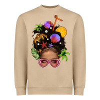 Mushroom Beach Hair Afro Messy Bun Bbs Heavyweight Sweatshirt - BundleAndBundleShop