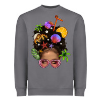 Storm Beach Hair Afro Messy Bun Bbs Heavyweight Sweatshirt - BundleAndBundleShop