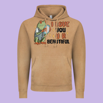 I Love You U R Beautiful Frog Vintage Hoodie Designed By Maliassmallbusiness