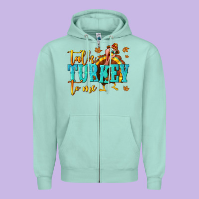 Talk Turkey To Me Zipper Hoodie Designed By Texasbilliewilder