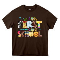 Chocolate Brown happy first day of school Heavy Core Tee - AdoDesignShop