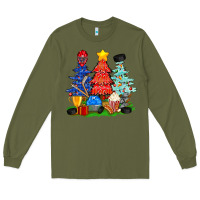 Army Green Christmas With Ice Hockey Trees Long Sleeve Tee - BundleAndBundleShop