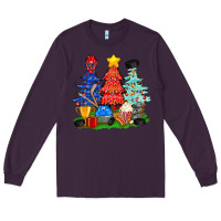 Plum Christmas With Ice Hockey Trees Long Sleeve Tee - BundleAndBundleShop