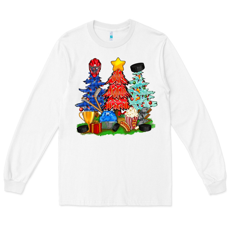 Christmas With Ice Hockey Trees Long Sleeve Tee by BundleAndBundleShop | Teevron