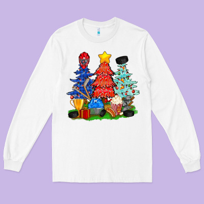 Christmas With Ice Hockey Trees Long Sleeve Tee Designed By Bundleandbundleshop