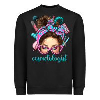 Black Messy Bun Cosmetologist Bbs Heavyweight Sweatshirt - BundleAndBundleShop