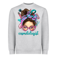 Heather Grey Messy Bun Cosmetologist Bbs Heavyweight Sweatshirt - BundleAndBundleShop
