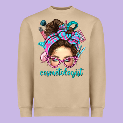 Messy Bun Cosmetologist Bbs Heavyweight Sweatshirt Designed By Bundleandbundleshop