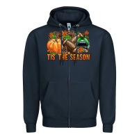 Navy Tis' the season Football green helmet Zipper Hoodie - NancyCooperArtShop