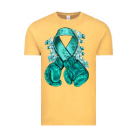 Vintage Mustard Ovarian Cancer teal ribbon with boxing gloves Vintage Tee - NancyCooperArtShop