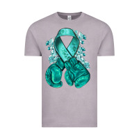 Ovarian Cancer Teal Ribbon With Boxing Gloves Vintage Tee | Teevron
