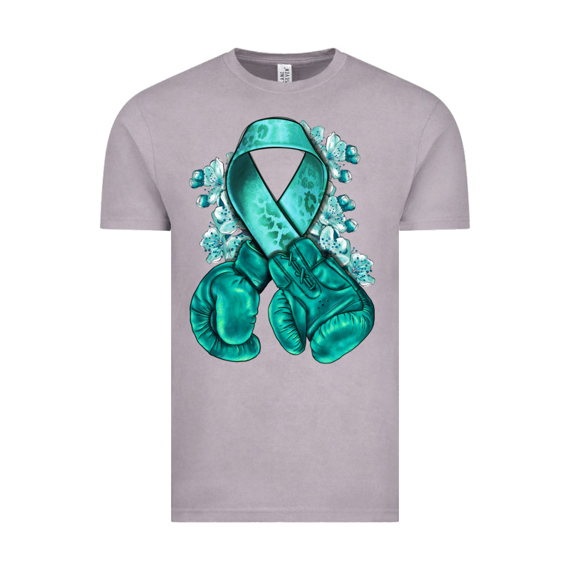 Ovarian Cancer Teal Ribbon With Boxing Gloves Vintage Tee by NancyCooperArtShop | Teevron