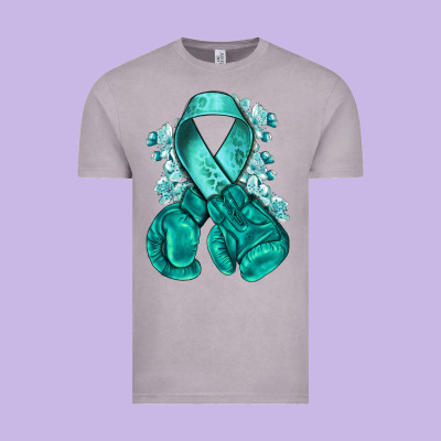 Ovarian Cancer Teal Ribbon With Boxing Gloves Vintage Tee Designed By Nancycooperartshop