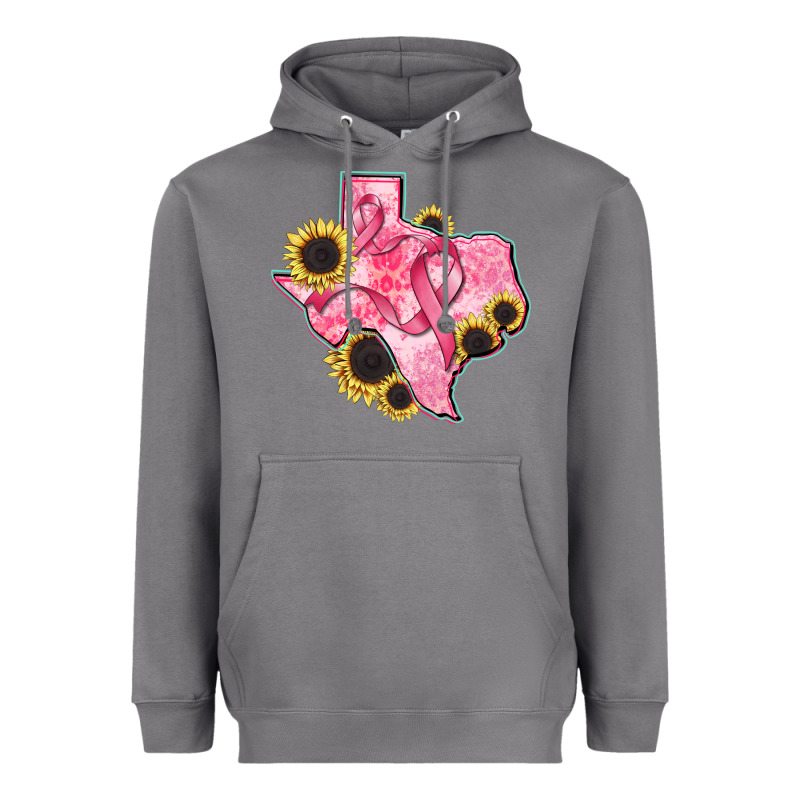 Texas Map Breast Cancer Heavyweight Hoodie by CowGirlArtShop | Teevron