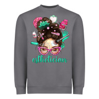 Esthetician Messy Bun With Pink Leopard Glasses Bbs Heavyweight Sweatshirt | Teevron
