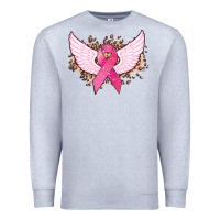 Heather Grey Cancer ribbon angel wings Cancer Awareness Premium Sweatshirt - HowdyJamesFarm