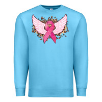 Ocean Blue Cancer ribbon angel wings Cancer Awareness Premium Sweatshirt - HowdyJamesFarm