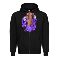 Black Cancer diva purple ribbon Zipper Hoodie - NancyCooperArtShop