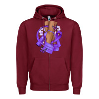 Burgundy Cancer diva purple ribbon Zipper Hoodie - NancyCooperArtShop