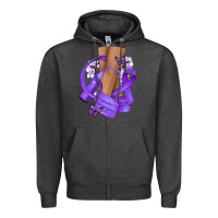 Charcoal Heather Cancer diva purple ribbon Zipper Hoodie - NancyCooperArtShop
