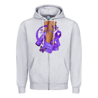 Heather Grey Cancer diva purple ribbon Zipper Hoodie - NancyCooperArtShop