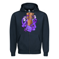 Navy Cancer diva purple ribbon Zipper Hoodie - NancyCooperArtShop