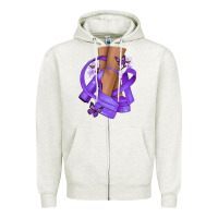 Oatmeal Heather Cancer diva purple ribbon Zipper Hoodie - NancyCooperArtShop