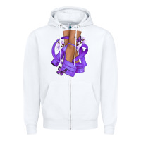 White Cancer diva purple ribbon Zipper Hoodie - NancyCooperArtShop