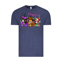 Vintage Denim happy hallothanksmas cows  nancy Vintage Tee - NancyCooperArtShop