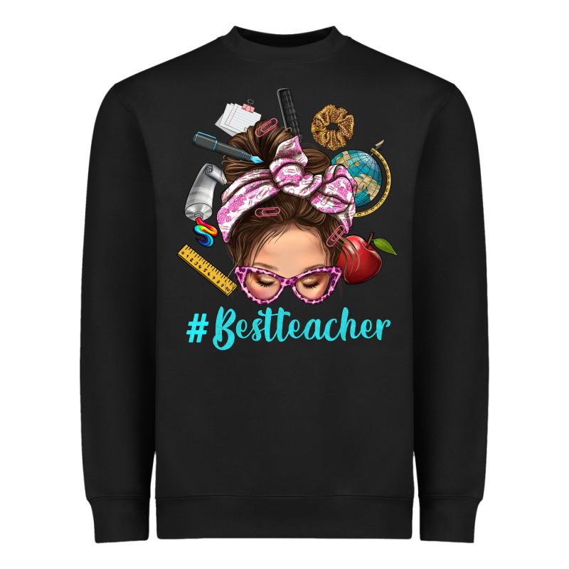 Best Teacher Messy Bun Bbs Heavyweight Sweatshirt by BundleAndBundleShop | Teevron