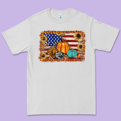 American Flag Fall Backgraund Premium Tee Designed By Jahusdesignshop