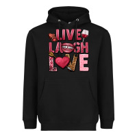 Black Live laugh love Valentine's Day Heavyweight Hoodie - HowdyJamesFarm