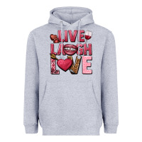 Heather Grey Live laugh love Valentine's Day Heavyweight Hoodie - HowdyJamesFarm