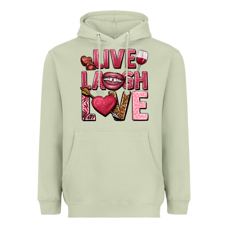 Live Laugh Love Valentine's Day Heavyweight Hoodie by HowdyJamesFarm | Teevron