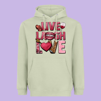 Live Laugh Love Valentine's Day Heavyweight Hoodie Designed By Howdyjamesfarm
