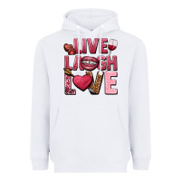 White Live laugh love Valentine's Day Heavyweight Hoodie - HowdyJamesFarm