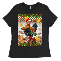Black Christmas rooster Ladies Tee - Artiststas