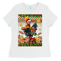 White Christmas rooster Ladies Tee - Artiststas
