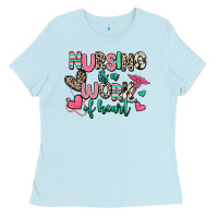 Baby Blue nursing is a work of heart Ladies Tee - RanaPortraitStore