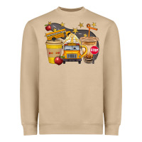 Mushroom School Bus Coffee And Star Bbs Heavyweight Sweatshirt - BundleAndBundleShop