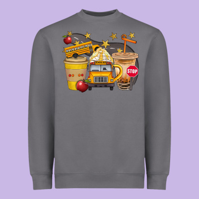 School Bus Coffee And Star Bbs Heavyweight Sweatshirt Designed By Bundleandbundleshop
