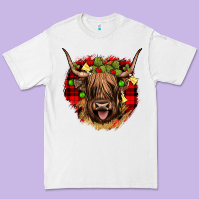 Highland Cow  Christmas Premium Tee Designed By Jahusdesignshop