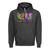 Charcoal Heather Boo Heifer Coffee Cups with Halloween Zipper Hoodie - texasbilliewilder