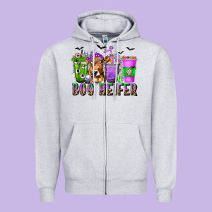 Boo Heifer Coffee Cups With Halloween Zipper Hoodie Designed By Texasbilliewilder