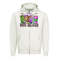 Oatmeal Heather Boo Heifer Coffee Cups with Halloween Zipper Hoodie - texasbilliewilder
