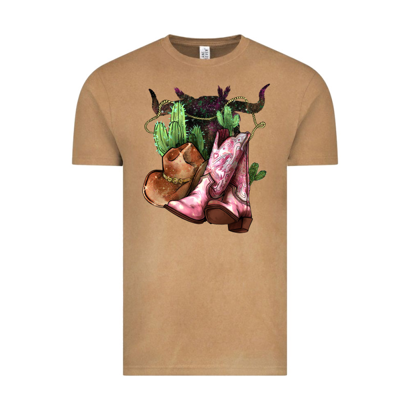 Cowgirl Boots Hat Horns Cactus Vintage Tee by NancyCooperArtShop | Teevron
