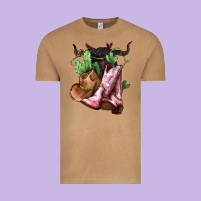 Cowgirl Boots Hat Horns Cactus Vintage Tee Designed By Nancycooperartshop