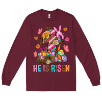 Burgundy He Is Risen Easter Long Sleeve Tee - BundleAndBundleShop