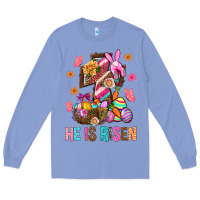 Colony Blue He Is Risen Easter Long Sleeve Tee - BundleAndBundleShop